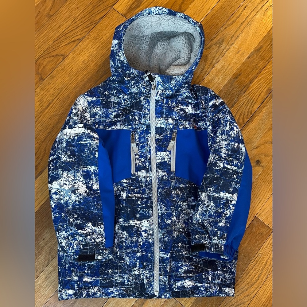 Swiss Tech Blue and White Double Zip Heavy Jacket Sz S (6-7)